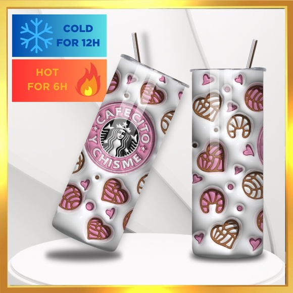 Cafecito y Chisme - - 20oz Tumbler Stainless Steel - Design created by me - Picture 6 of 6